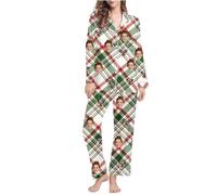 Flodxo Pyjama de Noël personnalisé avec photo de visage pour femmes et hommes, ensemble de pyjama fantaisie personnalisé grande taille, imprimé de Noël, créez votre propre ensemble de pyjama, festival