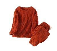 Flodxo Pyjama moelleux en polaire pour femme - Ensemble de pyjama pelucheux chaud et confortable à manches longues - Hauts et bas de pyjama moelleux, Rouge, M