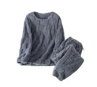 Flodxo Pyjama moelleux en polaire pour femme - Ensemble de pyjama pelucheux chaud et confortable à manches longues - Hauts et bas de pyjama moelleux, bleu, L