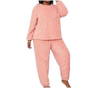 Flodxo Pyjama moelleux pour femme - Grande taille - Pyjama d'hiver chaud - En polaire épaisse et douce - 2 pièces - Vêtements de détente surdimensionnés à capuche - Bas en peluche ample - Vêtements de