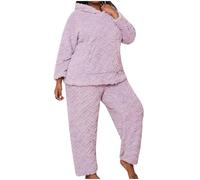 Flodxo Pyjama moelleux pour femme - Grande taille - Pyjama d'hiver chaud - En polaire épaisse et douce - 2 pièces - Vêtements de détente surdimensionnés à capuche - Bas en peluche ample - Vêtements de
