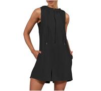 Flodxo Robe barboteuse pour femme avec short, combinaison sans manches, courte demi-fermeture éclair, combinaison athlétique à capuche avec poches pour entraînement, golf, tennis, mini robe