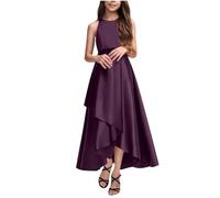Flodxo Robe longue d'été sans manches à volants pour filles, robe trapèze pour concours de beauté, demoiselle d'honneur, mariage, bal de fin d'année, élégante, décontractée, école, danse, spectacle