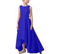 Flodxo Robe longue sans manches pour filles - Robe de demoiselle d'honneur à col rond - Robe de soirée formelle - Robe de soirée pour première communion - Robe élégante et décontractée - Taille haute