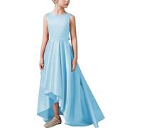 Flodxo Robe longue sans manches pour filles - Robe de demoiselle d'honneur à col rond - Robe de soirée formelle - Robe de soirée pour première communion - Robe élégante et décontractée - Taille haute