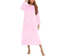 Flodxo Robes de chambre à fermeture éclair pour femmes UK Polaire d'hiver chaude Peignoir à manches longues avec fermeture éclair Robe de chambre moelleuse en peluche Robes légères chaudes et