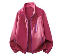 Flodxo Veste polaire pour homme avec fermeture éclair intégrale - Manteau d'hiver léger et décontracté - Col montant - Coupe-vent - Manches longues - Couleur unie, rose vif, L