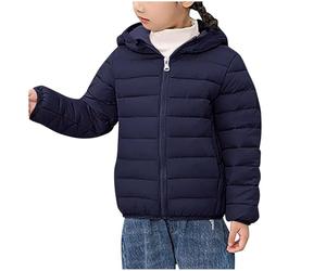 Flodxo Vestes d'hiver pour enfants garçons et filles - Doudounes légères à manches longues avec fermeture éclair - Parka d'école chaude pliable à capuche matelassée - Veste doudoune pour extérieur