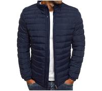 Flodxo Vestes d'hiver pour homme UK - Doudoune pliable en coton léger rembourré - Coupe-vent - Manches longues - Fermeture éclair - Manteau d'hiver chaud, bleu marine, M