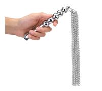 Flogger Whip 2-en-1 en chaîne métallique avec plug anal lisse, tuteurs longs pour stimulation intense, idéal pour le jeu SM entre couples, couleur Argent, accessoire de plaisir pour femmes et hommes