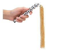Flogger Whip 2-en-1 en chaîne métallique avec plug anal lisse, tuteurs longs pour stimulation intense, idéal pour le jeu SM entre couples, couleur Dorée, accessoire de plaisir pour femmes et hommes