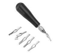 Flohterys Assortiment de Kits de Coupe-Linoléum, Outils de Sculpture de Tampons en Caoutchouc avec Manche en Bois à 6 Lames, Ensemble D'Outils de Sculpture de Gravure