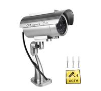 Flohterys Caméra Solaire de Simulation de Surveillance Extérieure, Fausse Caméra Factice avec Lumière LED Argentée