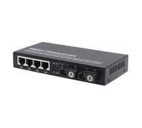 Flohterys Commutateur Fibre Gigabit Ethernet SC Monomode 20 Km 2 SC Fibre 4 Ports RJ45 100/1000 M Convertisseur de Média Fibre Optique Prise UE