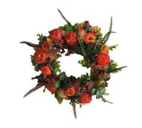 Flohterys Couronne Artificielle de Pivoines et de Citrouilles d'automne, Couronne de Décoration d'automne pour