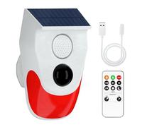 Flohterys Détecteur de Mouvement Solaire Extérieur avec Capteur Infrarouge et Télécommande, Détecteur de Son 120 DB pour Système Anti-Intrusion Domestique.