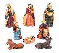 Flohterys Ensemble de Noël en Résine avec Personnages de Noël avec l'enfant Jésus et Les Animaux, Décorations de Noël Réalistes