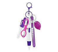 Flohterys Ensemble de Stylos à Bille Rétractables Multifonctions 6 en 1, Lampe de Poche, Ciseaux Pliables, Stylo à Bille, Porte-Clés, Stylos D'Infirmière Violets