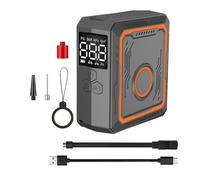 Flohterys Mini Pompe à Air de Vélo Électrique 150PSI Puissant Compresseur d'air Affichage de la Pression Gonfleur de Pneu de Vélo de Moto Noir Orange