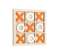 Flohterys Planche en Bois Tic-Tac Toe XO de Table Jouet Classique Famille Enfants de Puzzle Éducatifs Orange + Blanc