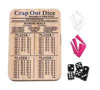 Flohterys Tableau de Score en Bois Crap Out Dice, Familial Classique, de Société Rond et Amusant avec Plateau en Bois, Bloc de Score, Plateau à Dés S