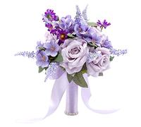 Floinla Bouquets de Mariage Violets Lavande pour mariée, Demoiselle d'honneur, Fleurs artificielles Lilas, Bouquet de mariée pour Mariage Rustique, Vintage, Formel, église, décoration d'intérieur