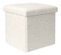 FLOKI - Coffre Pouf Pliable Blanc Tissu Bouclettes -