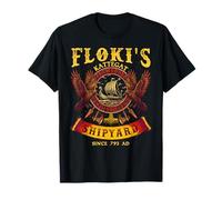 Flokis Shipyard Kattegat Viking Ship and Sword - Raven T-Shirt