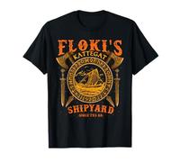Flokis Shipyard Kattegat Viking Ship and Sword - Urnes Style T-Shirt
