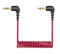 Flomiara Câble audio spiralé 3,5 mm, fiche coudée à 90° TRS/TRRS, rouge, câble d'extension compatible avec Rode Wireless GO, appareils photo, smartphones, enregistreurs pour vlog, interview, podcast