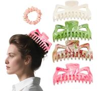 Flomiara Grandes pinces à cheveux pour femmes et filles - 13,5 cm - Antidérapantes - Mat - Bonne tenue - Épingles à cheveux pour femmes et filles (beige, rose foncé, rose chair, vert pomme)
