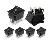 Flomiara KCD4 Lot de 6 interrupteurs à bascule à courant élevé - 20 A - 6 broches - 3 niveaux - Noir - Sans témoin lumineux - Pour moteurs, pompes, modélisme