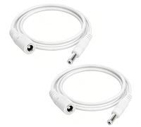 Flomiara Lot de 2 câbles d'extension d'alimentation CC mâle vers femelle 5,5 mm x 2,1 mm pour caméra de sécurité CCTV, bande lumineuse LED, DVR et NVR, 12 V/24 V, blanc, 3 m