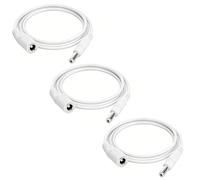 Flomiara Lot de 3 câbles d'extension d'alimentation CC, 5,5 mm x 2,1 mm DC mâle vers femelle pour caméra de sécurité CCTV, bande lumineuse LED, DVR et NVR, 12 V/24 V, blanc, 1,5 m