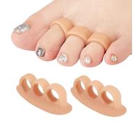 Flomiara Lot de 5 paires de séparateurs d'orteils en silicone pour orteils pliés, fasciite plantaire, orteils en marteau et orteils en griffe (couleur peau à trois orteils)