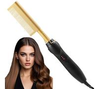 Flomiara Peigne à cheveux électrique - Température 160/180/200 ℃ - Réglable - Pour perruques, cheveux afro et barbe - Peignes à dents électriques chauffants