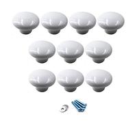Flomore Blanc Poignées et Boutons de tiroir ceramique poignée de Meuble Porte Bouton pour la Chambre des Enfants Pack de 10 (Vient avec des vis)