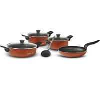 Flonal Pepita Granit Set de casseroles, 8 pièces, aluminium avec revêtement en pierre anti-adhésif