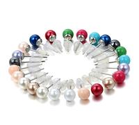 Flongo 12 Paires Boucles d’Oreilles Perle Culture de l'eau douce Acier Inoxydable Clous d'oreilles fin 6mm Coloré Charme Cadeau Bijoux pour Femme Fille