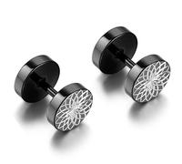 Flongo 8mm 2pcs Boucles d’Oreilles Acier Inoxydable Clous Oreilles Fleur Pétale Rond Piercing Percé Punk Rock Biker Fantaisie Bijoux Cadeau Couleur Bleu pour Homme