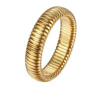 Flongo Anneau élastique unisexe : or argent acier inoxydable anneau simple 6 mm véritable classique anneaux extensibles micro élastique empilable résistant au stress cadeau élégant pour homme et femme