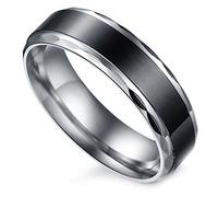 Flongo Bague Acier Inoxydable Anneaux Band Couple Amour Valentin Marriage Retro Classique Charme Taille 67.5 Bijoux Cadeau Couleur Noir pour Homme