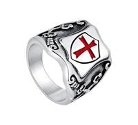 Flongo Bague Croix des Templiers Homme:Bague Nœud Celtique Vintage en Acier Inoxydable Style de Hache Combat Viking-Cadeaux Anniversaire Saint-Valentin