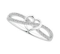 Flongo Bague cœur infini pour femmes : argent cuivre zircon bague promesse bague éternité pour couples petite amie épouse mère cadeau Saint-Valentin anniversaire taille 49, 49(15,6), Cuivre Cuivre