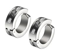 Flongo Boucle d'Oreille Faux Diamant Anneaux Clous d'oreilles Punk Rock Fantaisie Bijoux Cadeau pour Femme Homme Couleur Argent