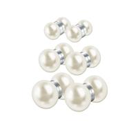 Flongo Boucle d'Oreille sans Trou: 3 Paires Boucles d'oreilles Femme Perle Blanc Magnétique Clips d'Oreille Double Face non Percés Aimanté 6/8/10mm - Cadeau Anniversaire Saint Valentin
