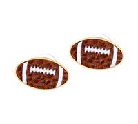 Flongo Boucles d'Oreille Football Sportives Femme:Piercing d'Oreille Fille en Cuir PU avec Aiguille en Argent S925 Style Étudiant et Fun- Cadeau Anniversaire