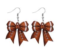 Flongo Boucles d'Oreille Pendantes Nœud Femme:Piercing d'Oreille Fille en Acrylique avec Imprimé Football et Aiguille en Argent S925 Style Sportif et Fun-Cadeau Anniversaire