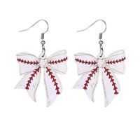 Flongo Boucles d'Oreille Pendantes Nœud Femme:Piercing d'Oreille Fille en Acrylique avec Imprimé Volley-ball et Aiguille en Argent S925 Style Sportif et Fun-Cadeau Anniversaire