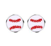 Flongo Boucles d'Oreille Volley-ball Sportives Femme:Piercing d'Oreille Fille en Cuir PU avec Aiguille en Argent S925 Style Étudiant et Fun- Cadeau Anniversaire